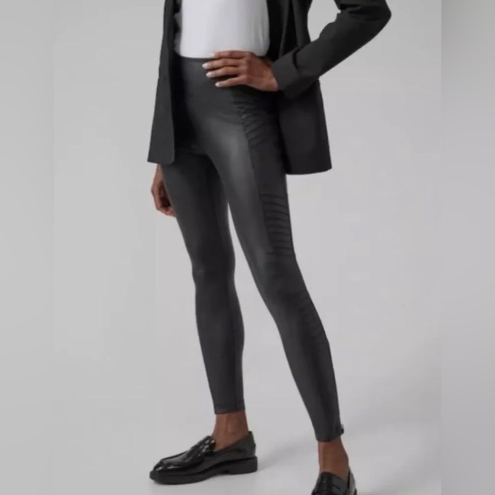 NEW Athleta Black Delancey Gleam Moto Leggings Size Large